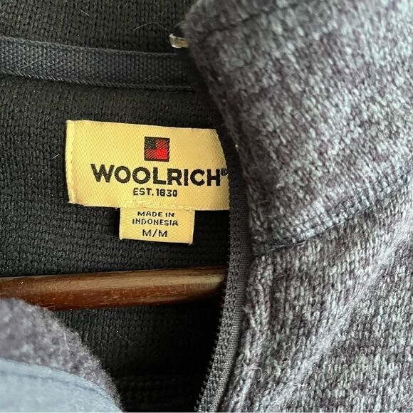 Men's Woolrich Navy Blue 1/4 Zip Fleece Pullover Jacket - Picture 5 of 8